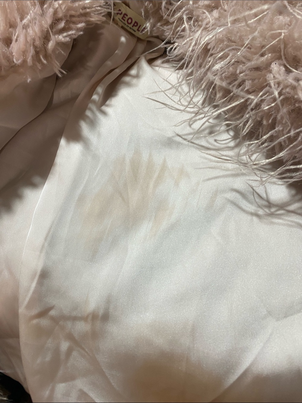 Free People Moonlight Faux Fur Jacket Shaggy Dusty Pink Large - Picture 8 of 8